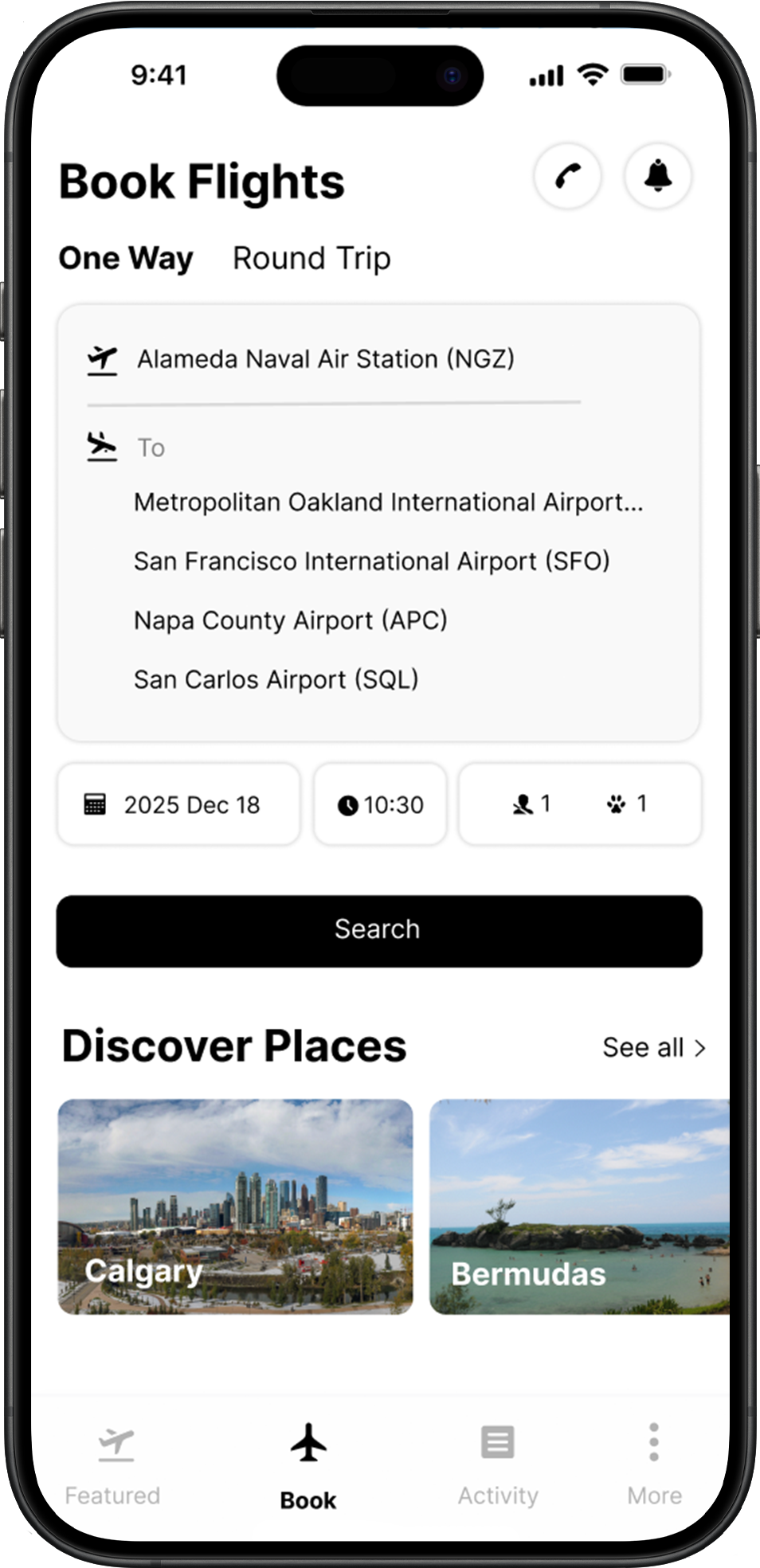 Search and select flights