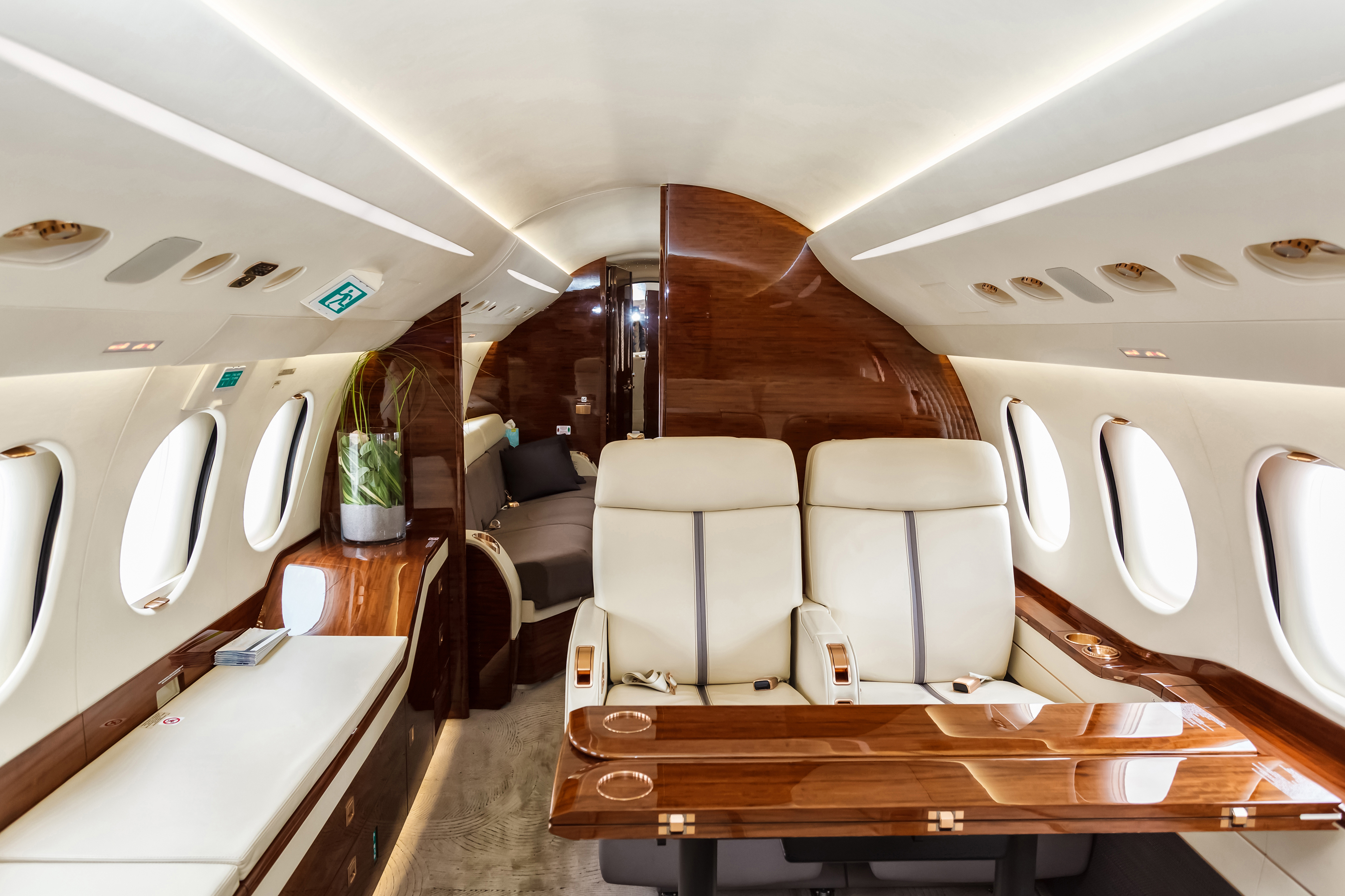 Luxurious private jet interior
