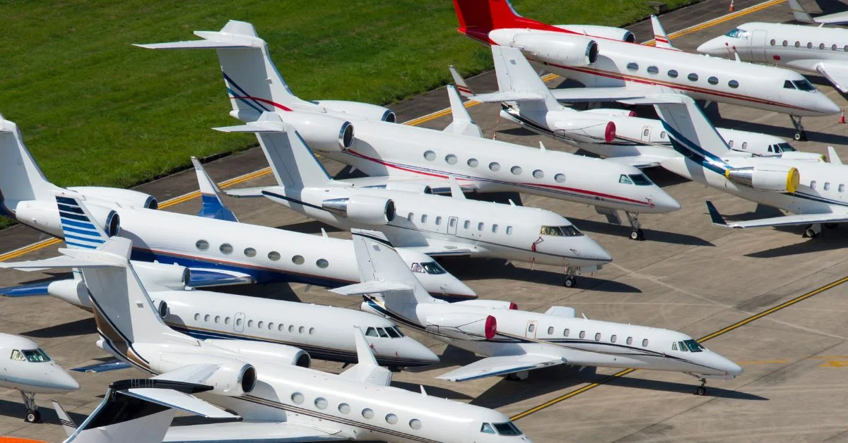 Private jet in flight