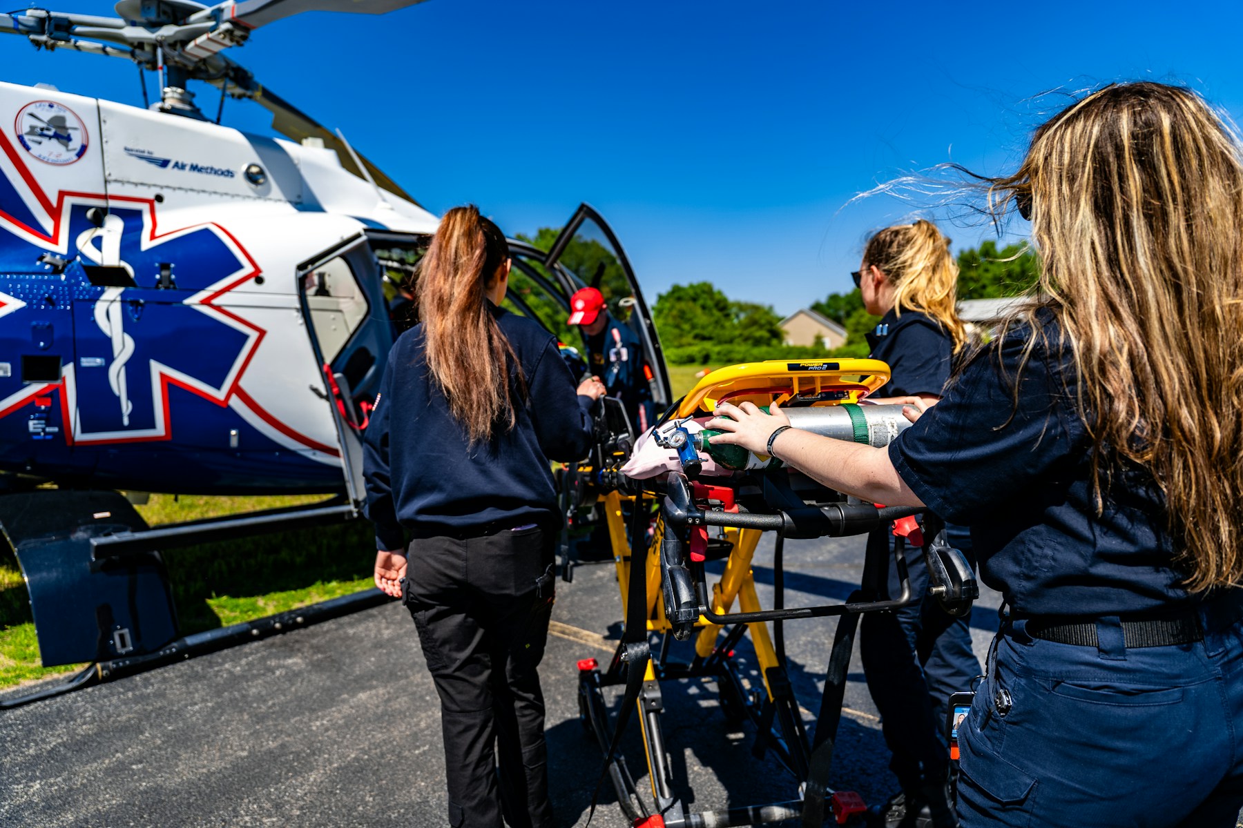 Medical stretcher prepared inside a private aircraft